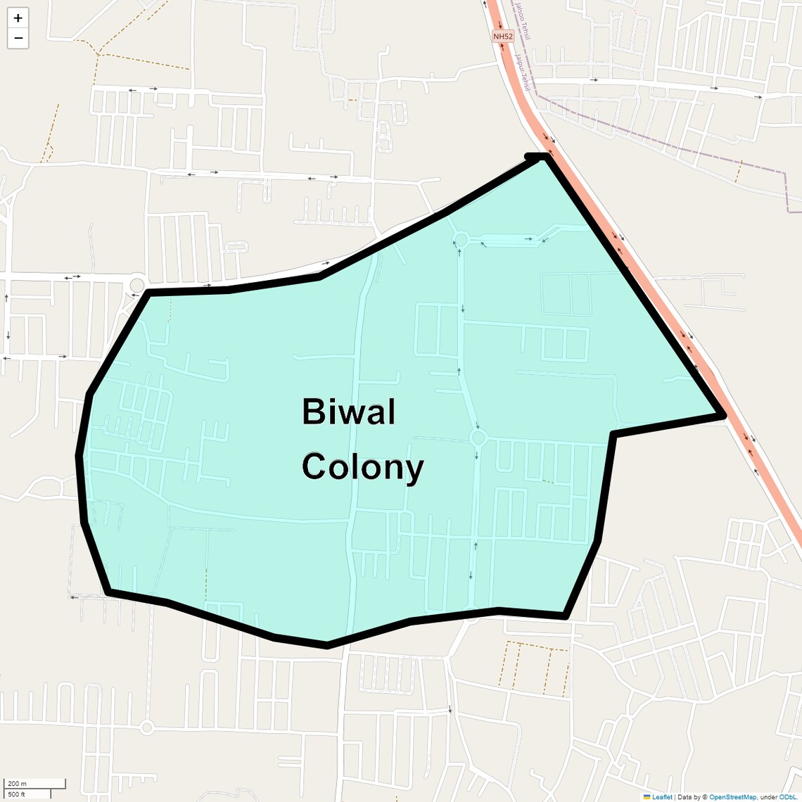 Location Map of Biwal Colony, Jaipur
