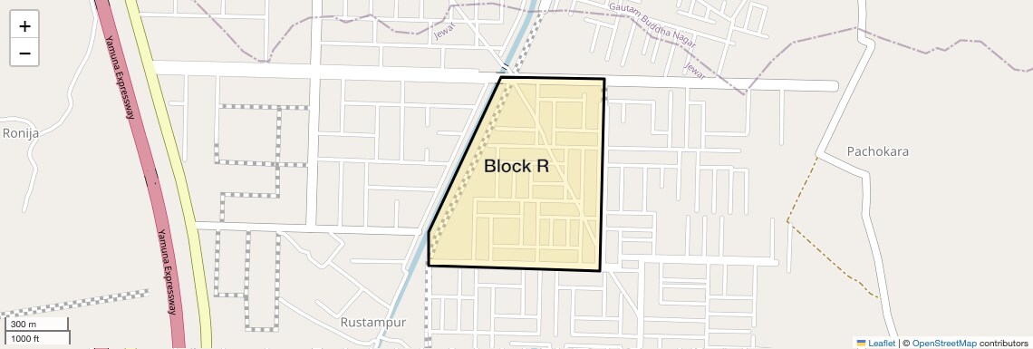 Location Map of Block R, Greater Noida