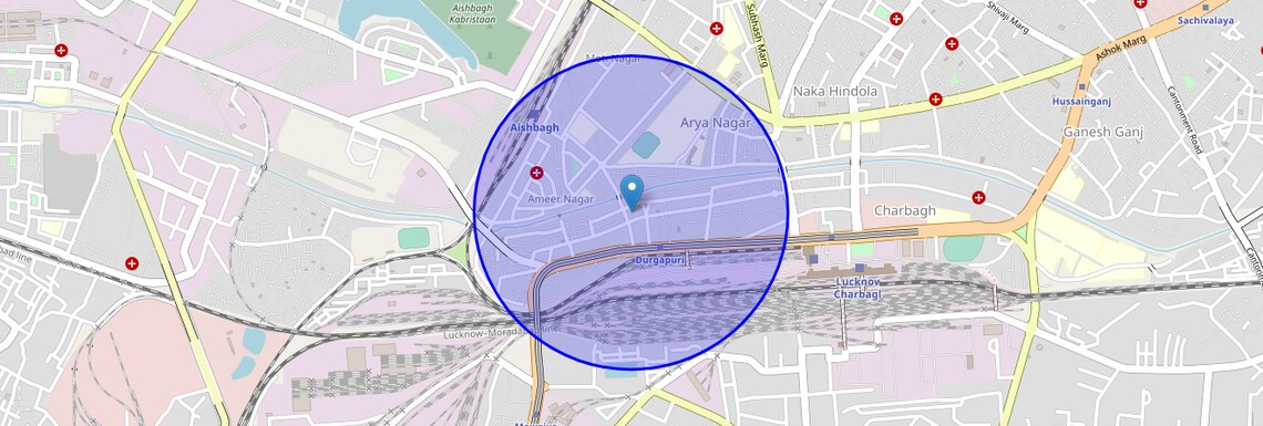 Location Map of Blunt Square, Lucknow
