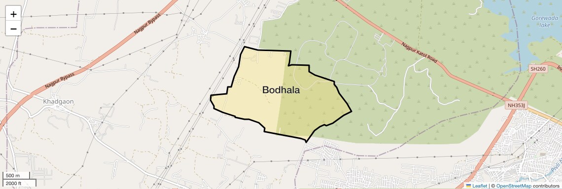 Location Map of Bodhala, Nagpur