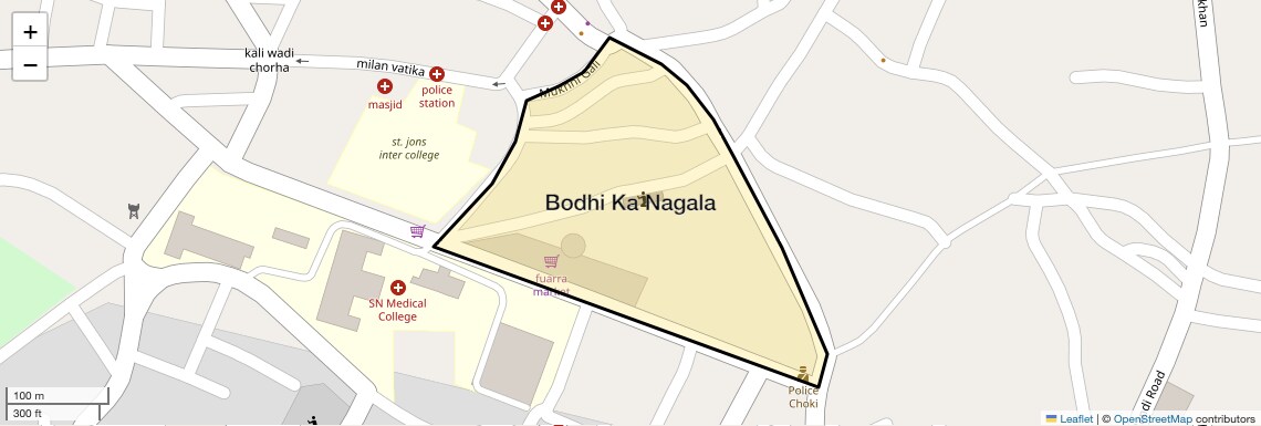 Location Map of Bodhi Ka Nagala, Agra