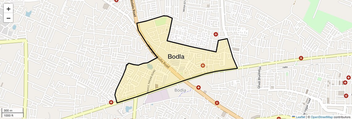 Location Map of Bodla, Agra