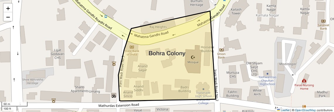 Location Map of Bohra Colony, Mumbai