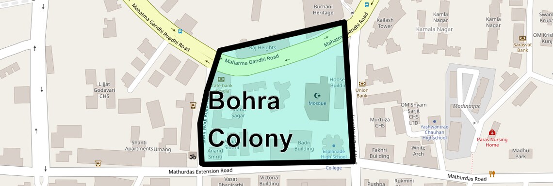 Location Map of Bohra Colony, Mumbai