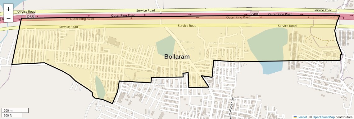 Location Map of Bollaram, Hyderabad
