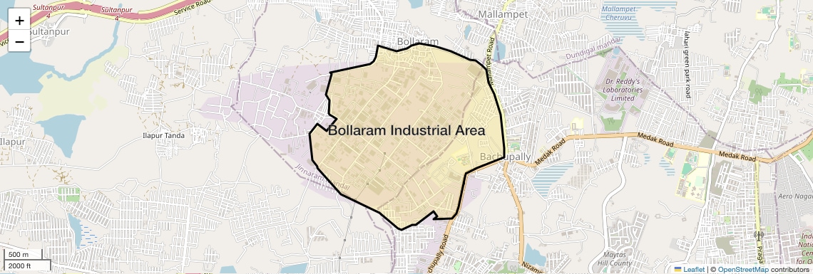 Location Map of Bollaram Industrial Area, Hyderabad