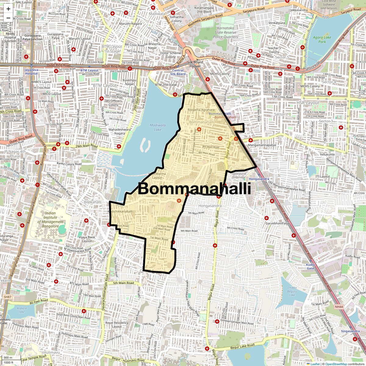 Location Map of Bommanahalli, Bangalore