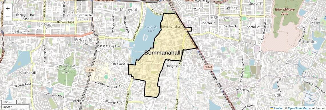 Location Map of Bommanahalli, Bangalore