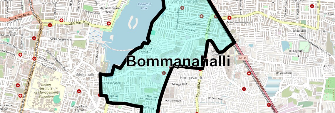 Location Map of Bommanahalli, Bangalore