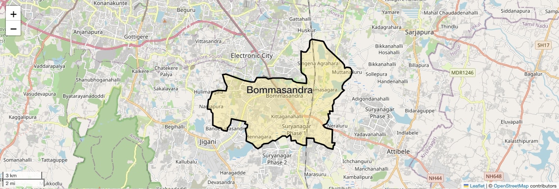 Location Map of Bommasandra, Bangalore