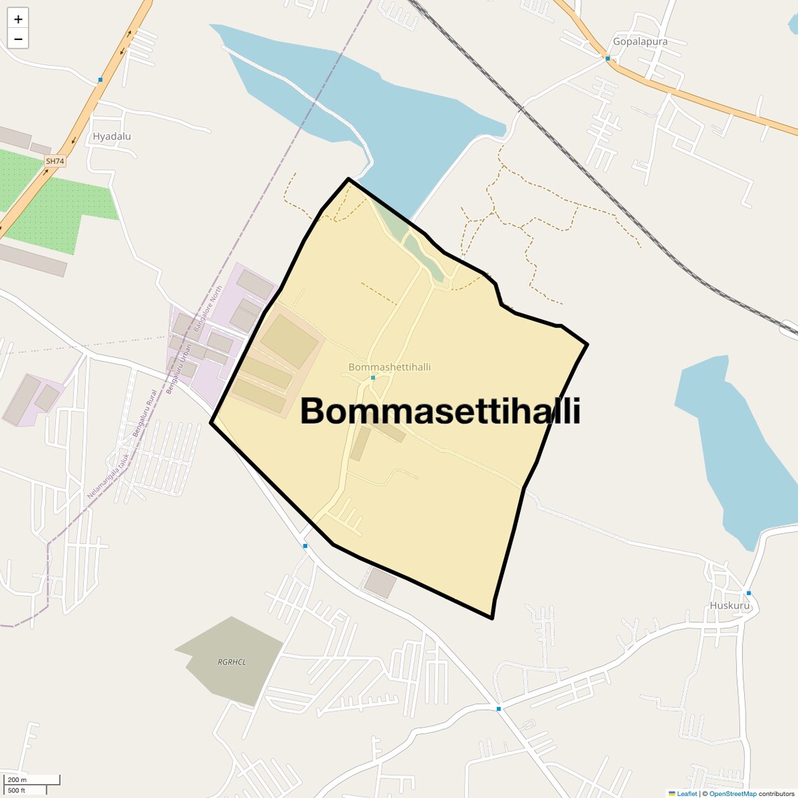 Location Map of Bommasettihalli, Bangalore