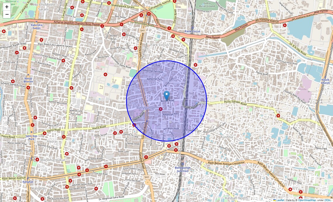 Location Map of Bondel Road, Kolkata