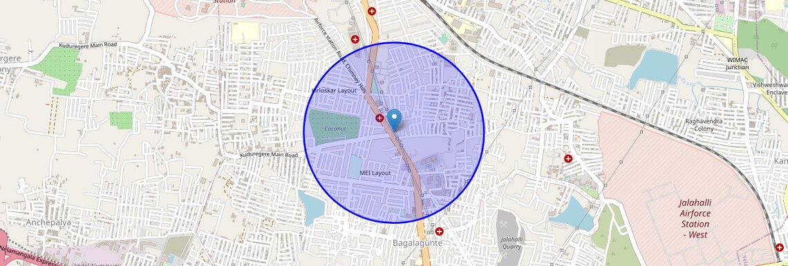 Location Map of Bone Mill, Bangalore