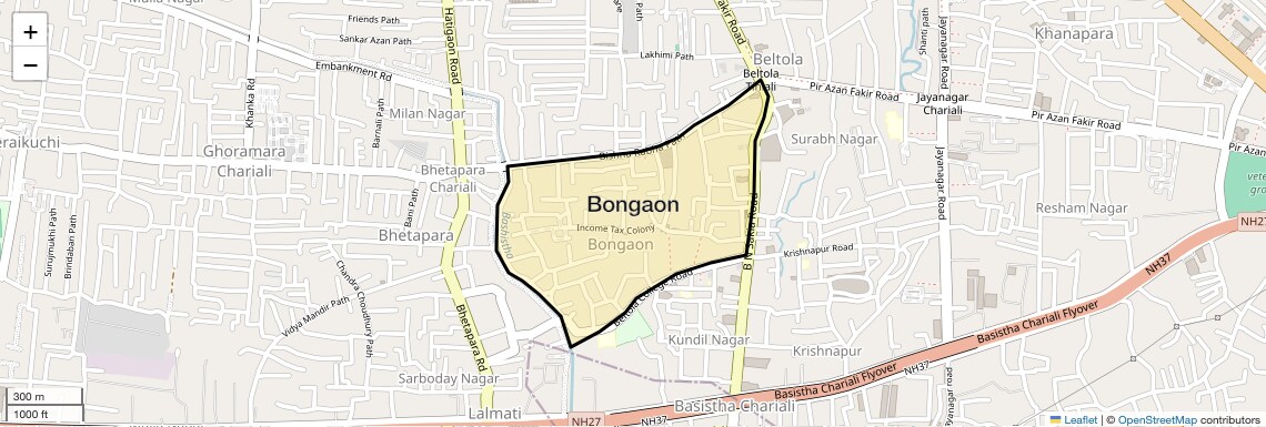 Location Map of Bongaon, Guwahati