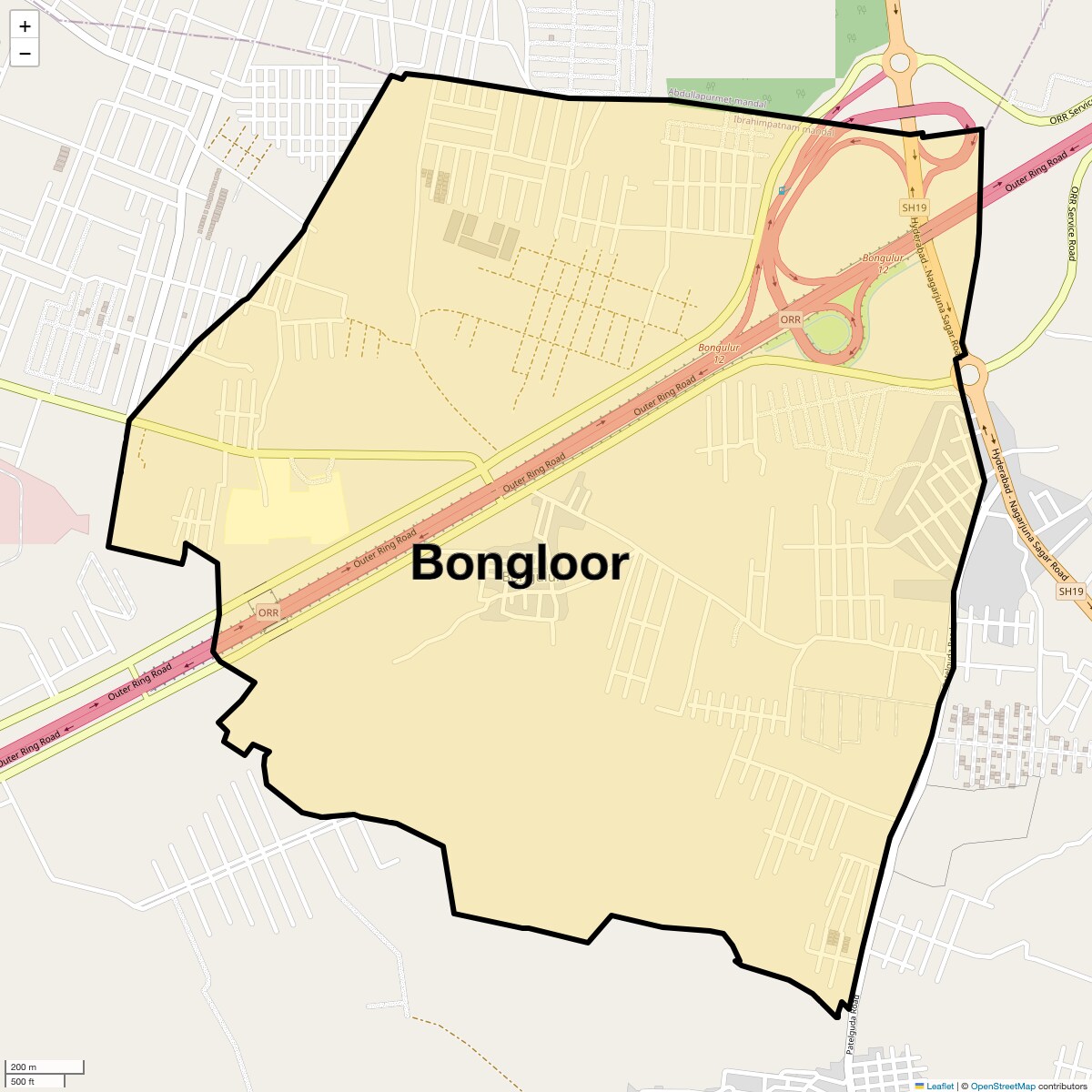 Location Map of Bongloor, Hyderabad