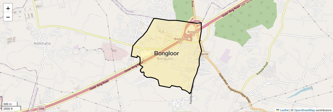 Location Map of Bongloor, Hyderabad