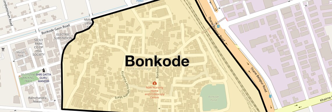 Location Map of Bonkode, Navi Mumbai