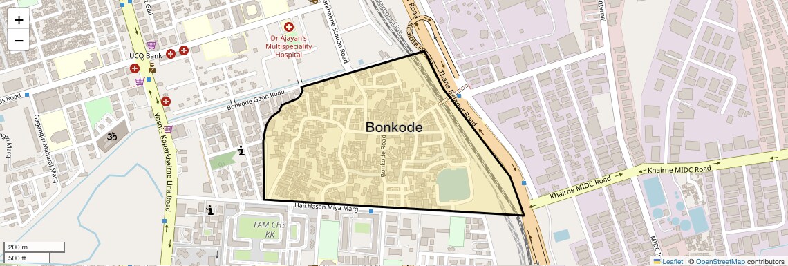 Location Map of Bonkode, Navi Mumbai
