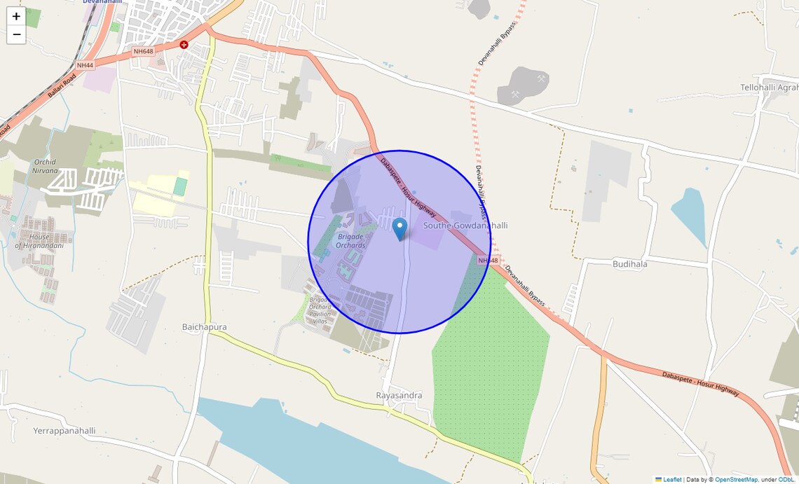 Location Map of Boodihal, Bangalore