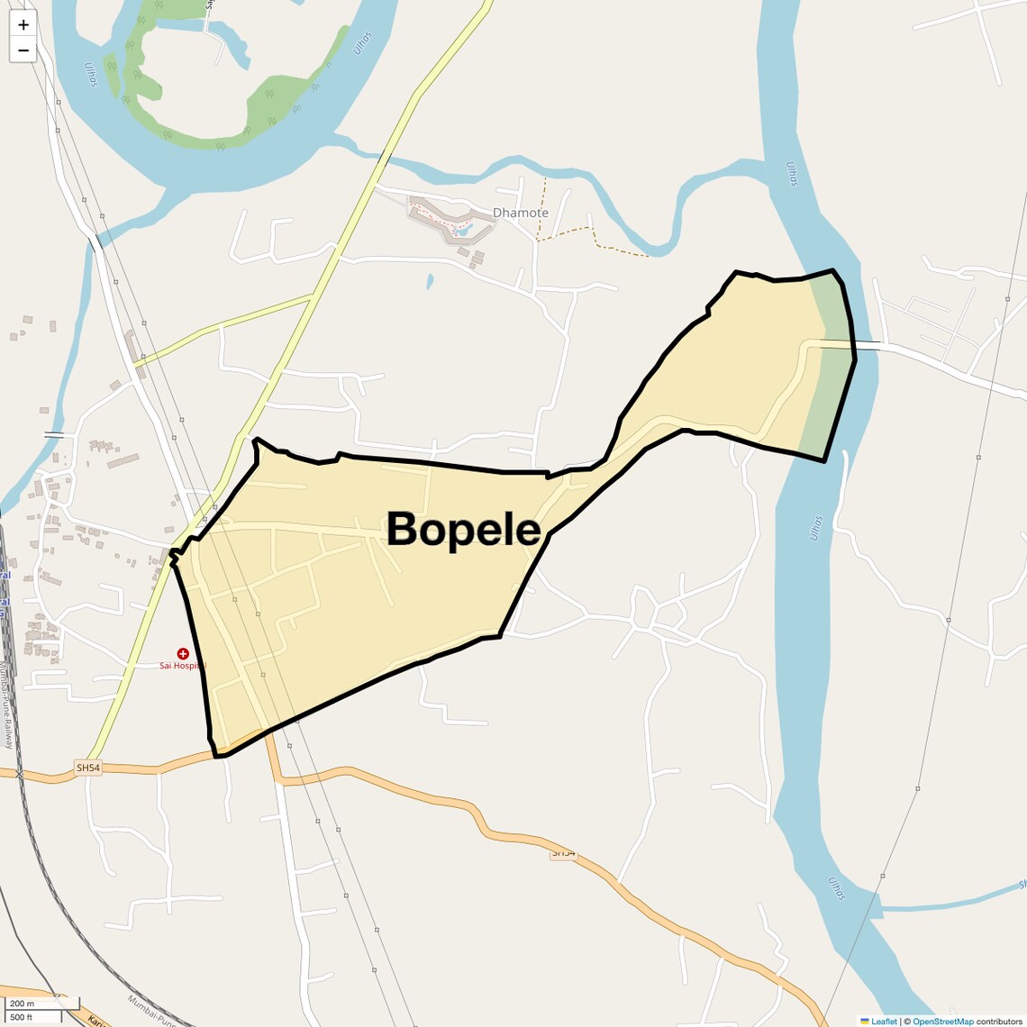Location Map of Bopele, Navi Mumbai