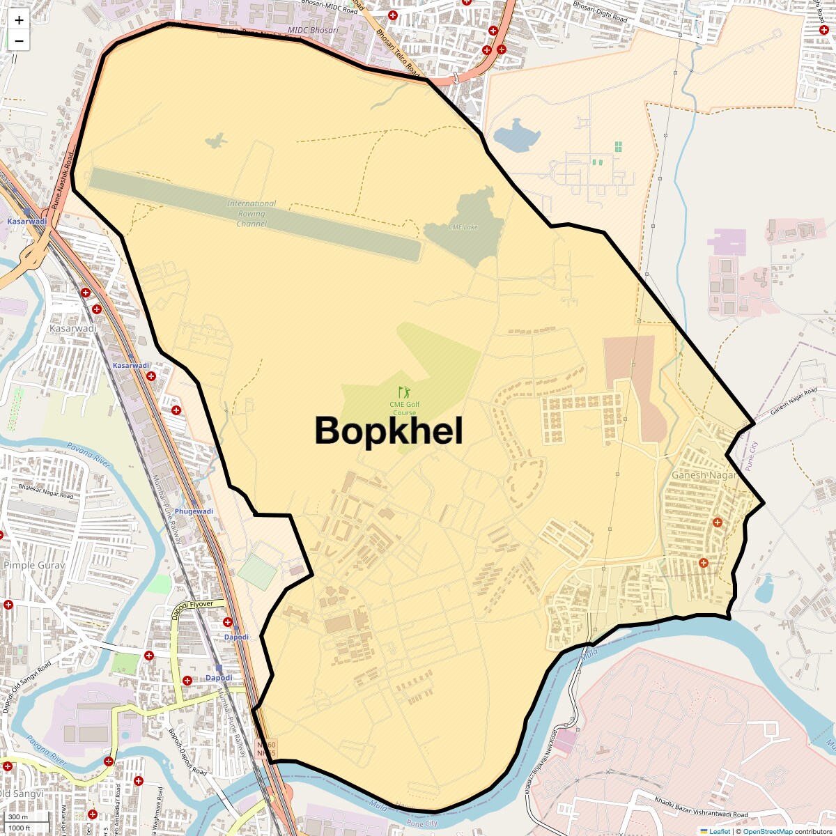 Location Map of Bopkhel, Pune