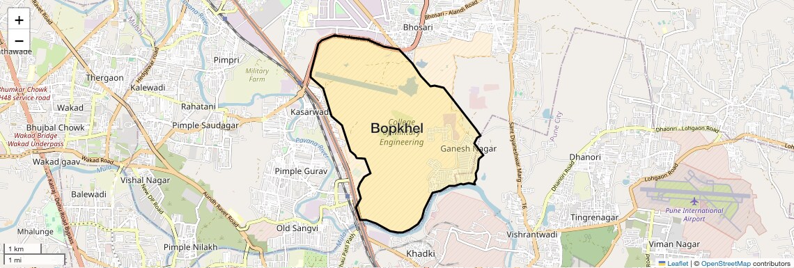 Location Map of Bopkhel, Pune