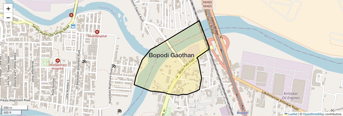 Location Map of Bopodi Gaothan, Pune