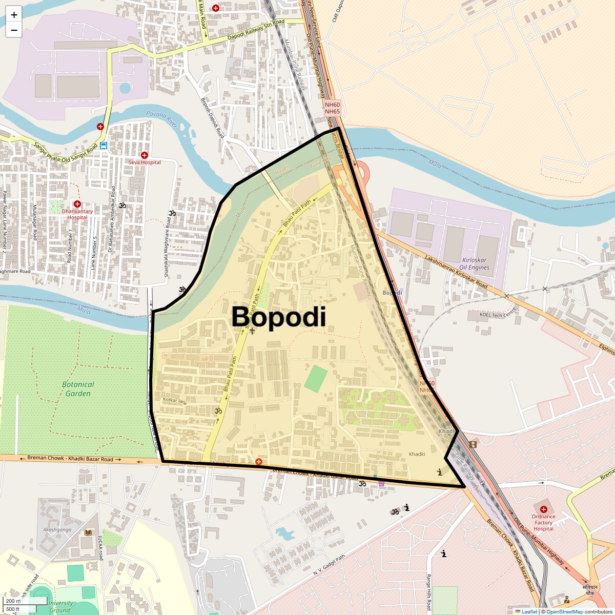 Location Map of Bopodi, Pune