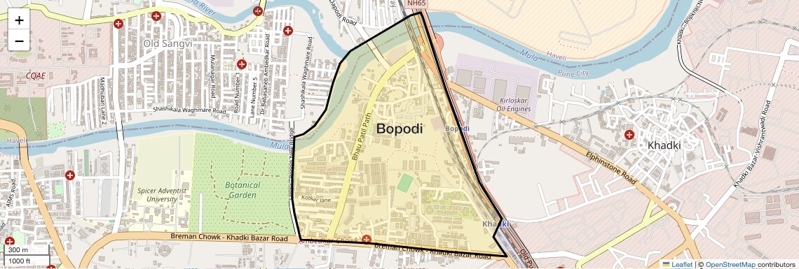 Location Map of Bopodi, Pune