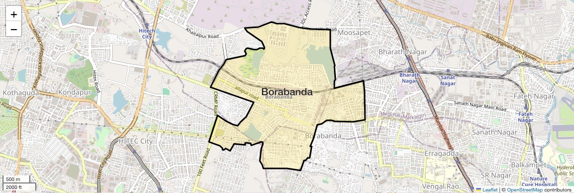 Location Map of Borabanda, Hyderabad