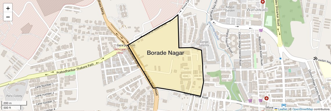 Location Map of Borade Nagar, Pune