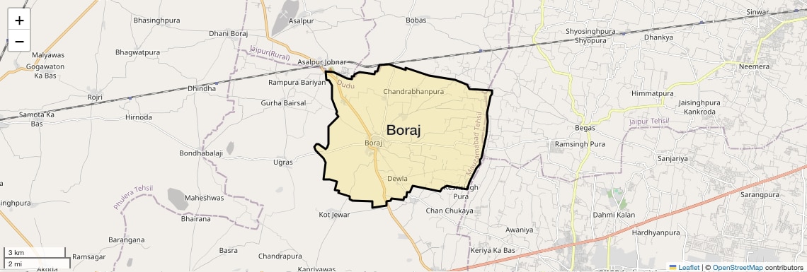 Location Map of Boraj, Jaipur