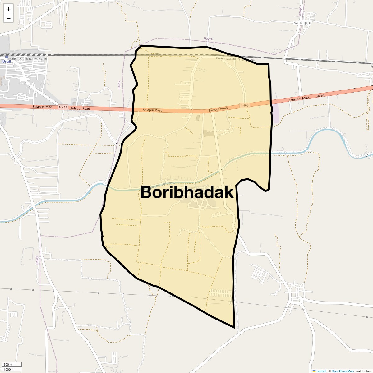 Location Map of Boribhadak, Pune