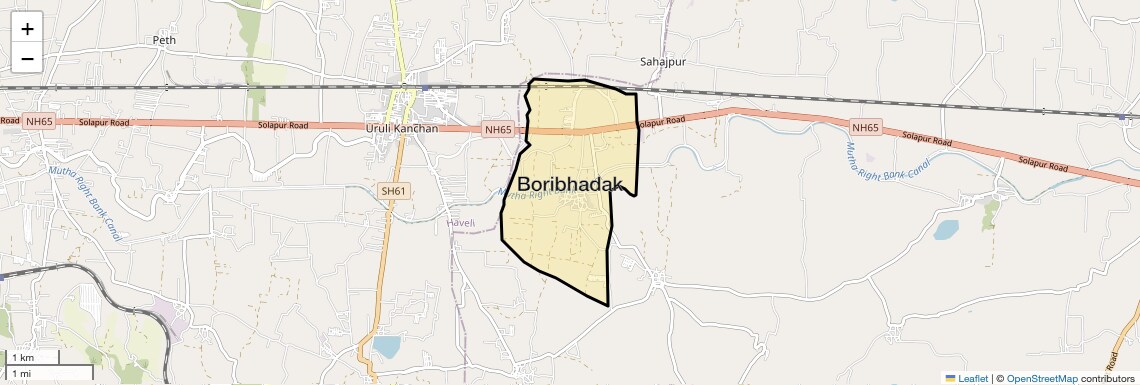 Location Map of Boribhadak, Pune
