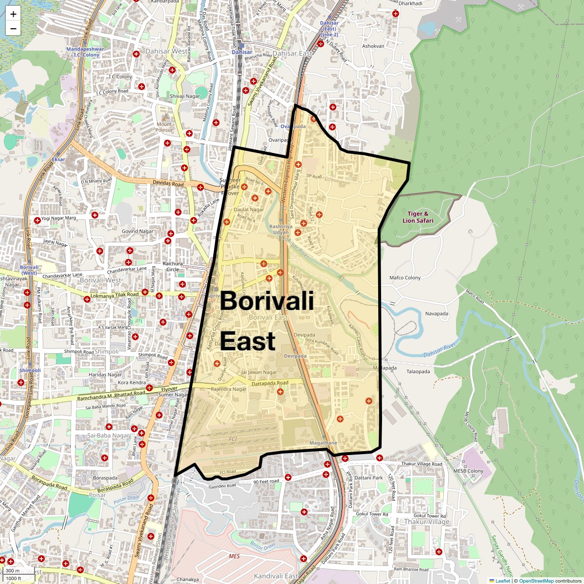 Location Map of Borivali East, Mumbai