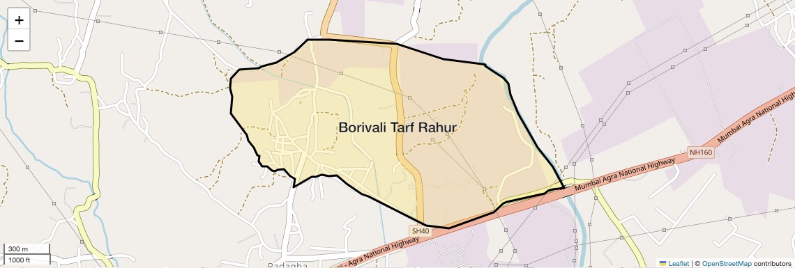 Location Map of Borivali Tarf Rahur, Thane