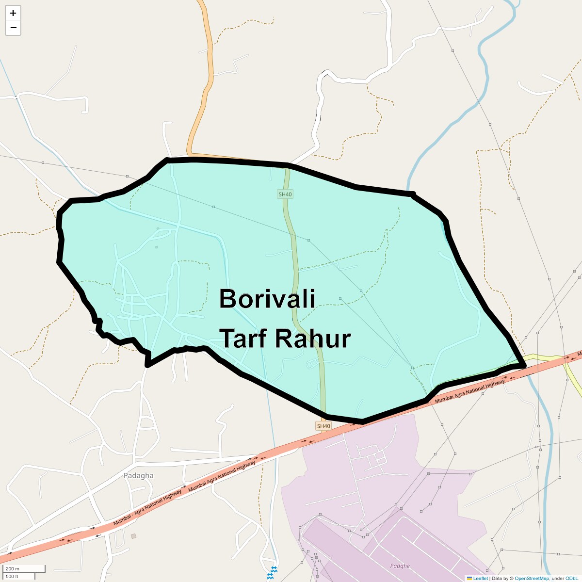 Location Map of Borivali Tarf Rahur, Thane