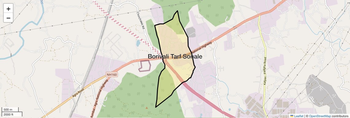 Location Map of Borivali Tarf Sonale, Thane