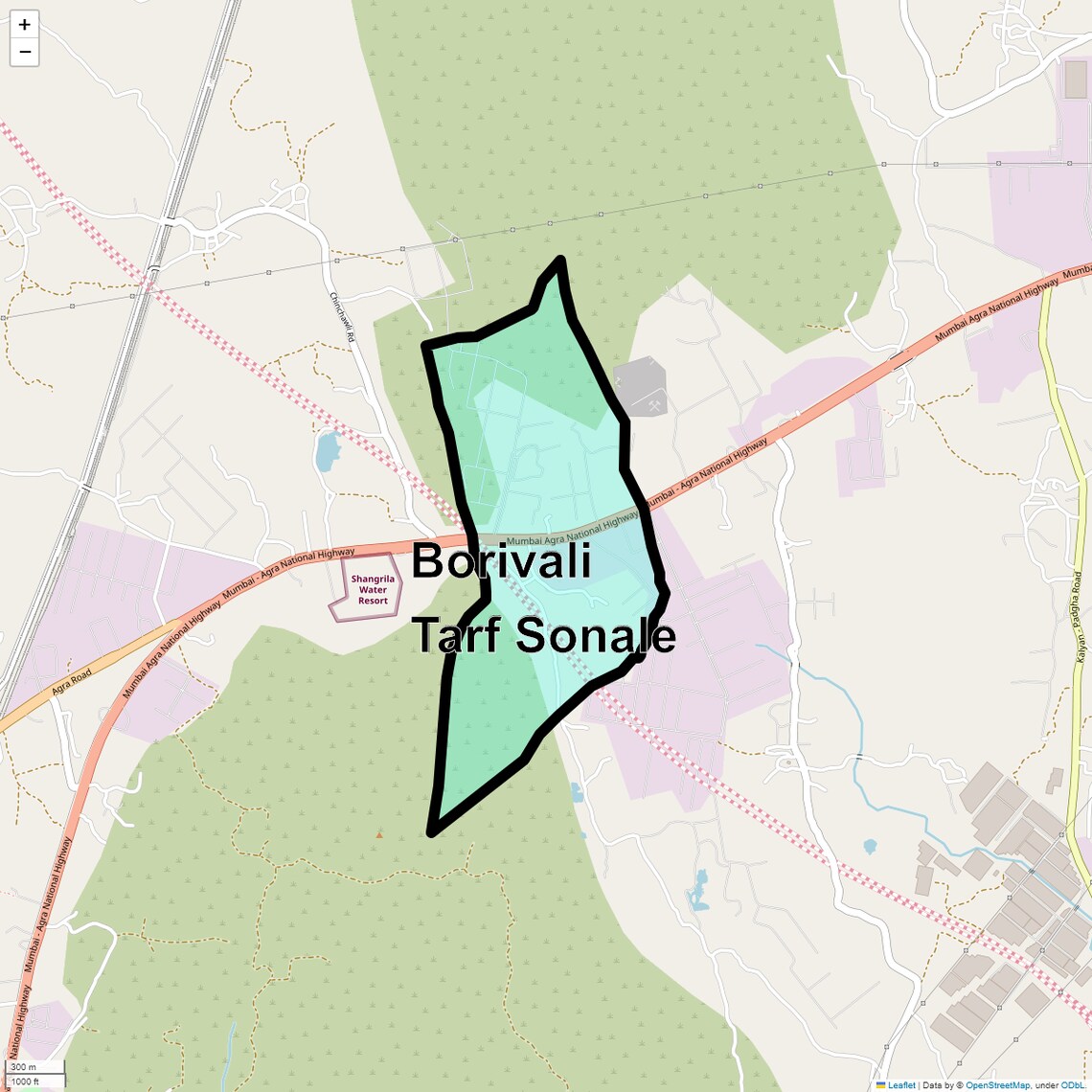 Location Map of Borivali Tarf Sonale, Thane