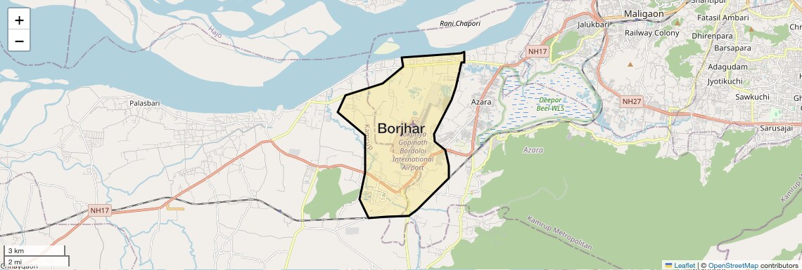 Location Map of Borjhar, Guwahati