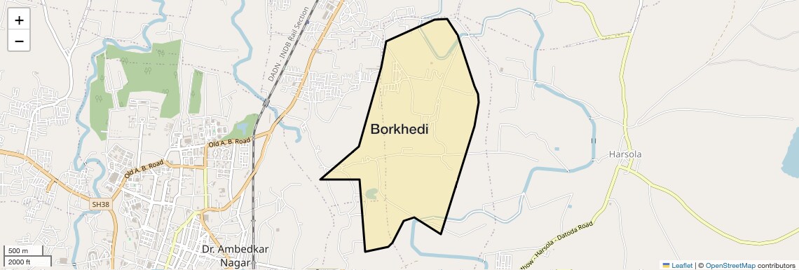 Location Map of Borkhedi, Indore