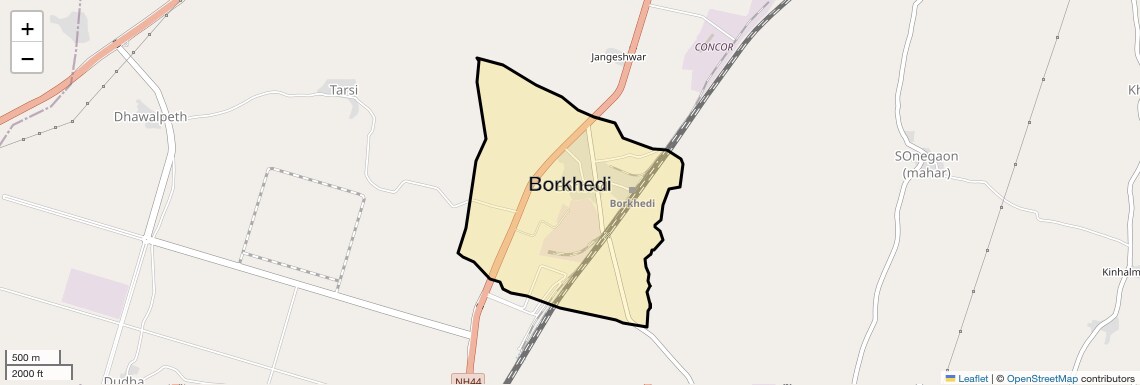 Location Map of Borkhedi, Nagpur