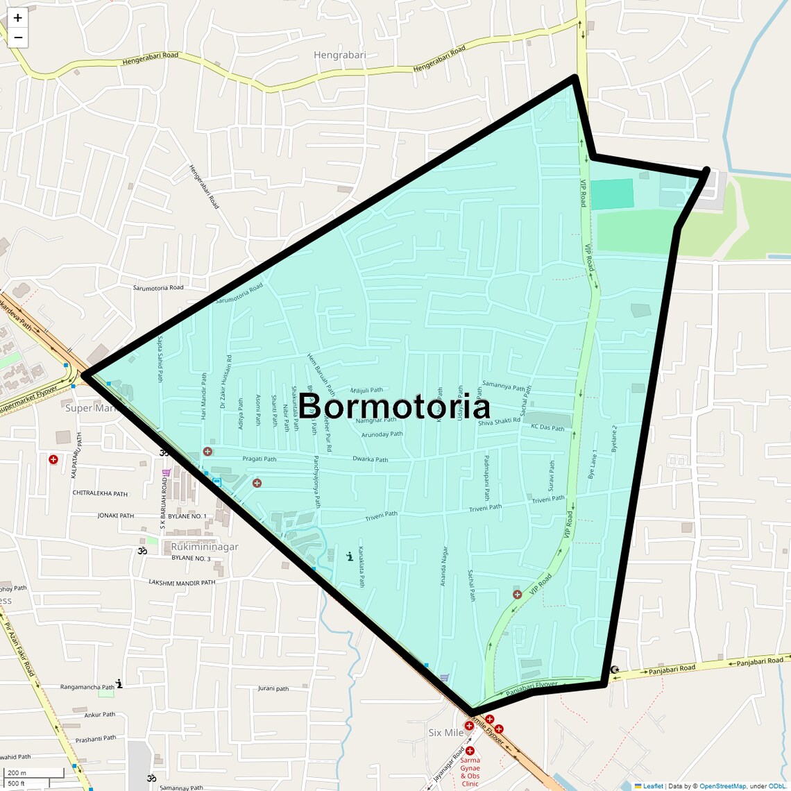 Location Map of Bormotoria, Guwahati