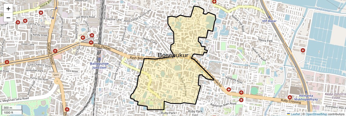 Location Map of Bosepukur, Kolkata