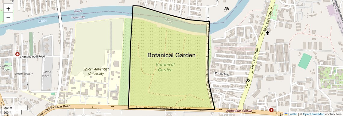 Location Map of Botanical Garden, Pune