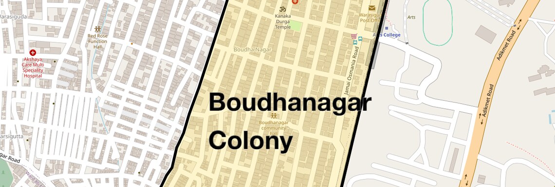 Location Map of Boudhanagar Colony, Hyderabad