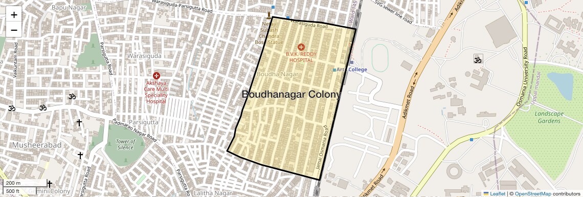 Location Map of Boudhanagar Colony, Hyderabad