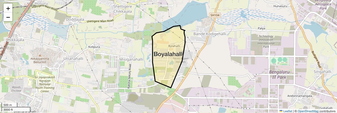 Location Map of Boyalahalli, Bangalore
