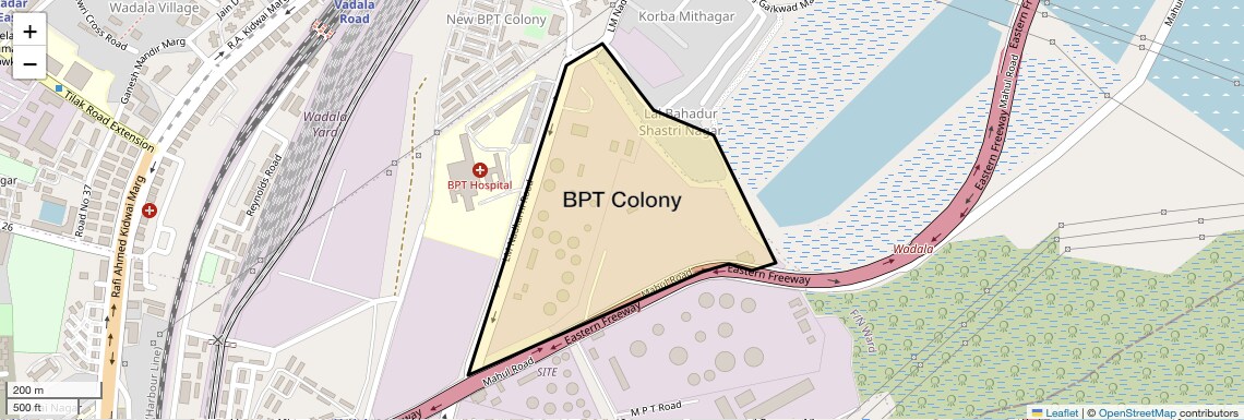 Location Map of BPT Colony, Mumbai