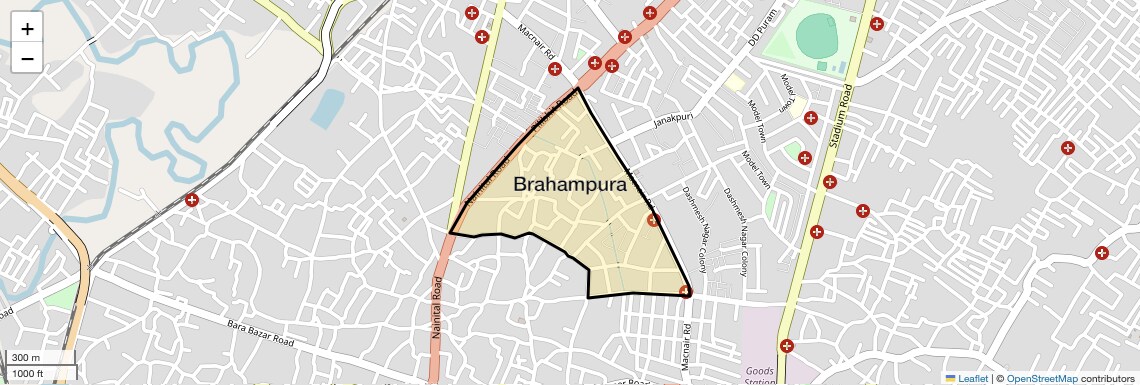 Location Map of Brahampura, Bareilly